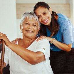 both caregiver and patient smiling